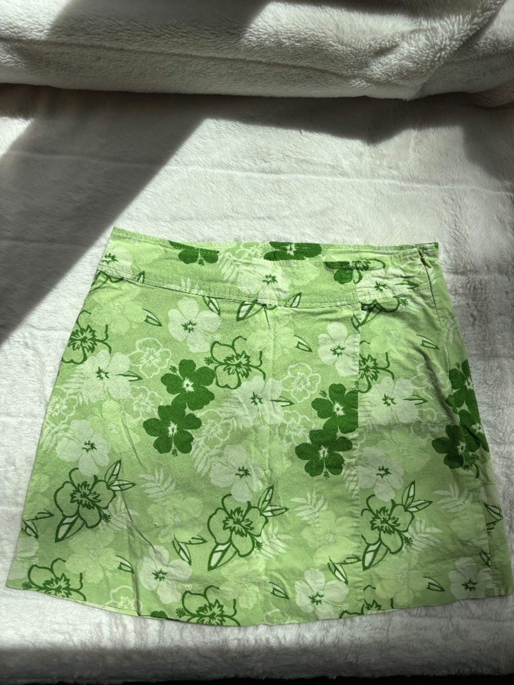 Sonoma Life Style Green Hibiscus Floral Print Stretch Skirt Size 10